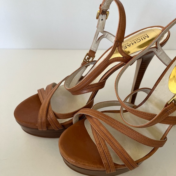 Michael Kors High Heels Sandals Tan Brown Size 9 - Picture 6 of 7